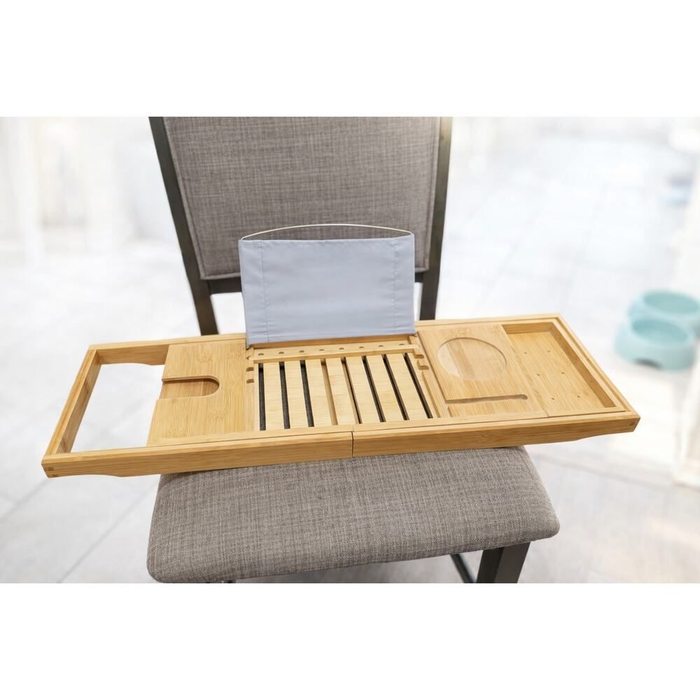 Brand New Bamboo Bathtub Tray • Expandable • Wine Holder • Book/Tablet Stand